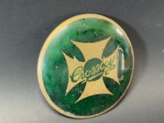 A Crossley enamel circular radiator badge.