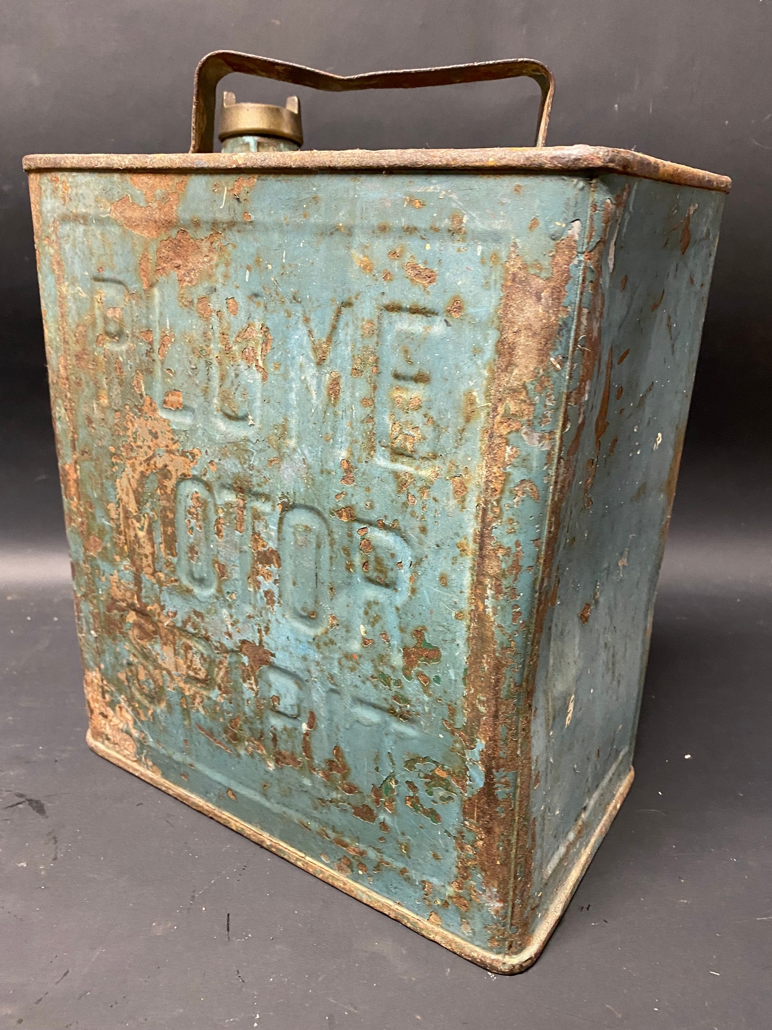 A Plume Motor Spirit two gallon petrol can by Valor, dated November 1926, with plain brass cap. - Image 2 of 4