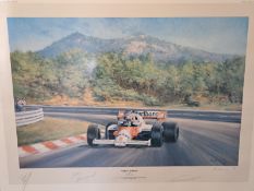 A framed and glazed Alan Fearnley limited edition print titled 'World Champion', this rare print