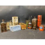 A selection of assorted early tins and packaging.
