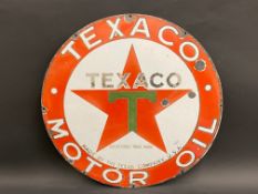 A Texaco Motor Oil circular enamel sign, 25 3/4" diameter.