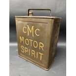 A CMC (Cheltenham Motor Club) two gallon petrol can by Feaver of London, with plain brass cap.