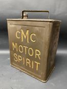 A CMC (Cheltenham Motor Club) two gallon petrol can by Feaver of London, with plain brass cap.