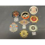 A tray of assorted Continental car badges including Rallye Neige et Glace.