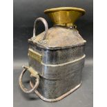 A Chekpump weights and measures polished steel and brass mounted half gallon measure.