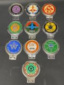 Ten assorted car badges, mostly motor club related to include the Satchwell Motor Club.