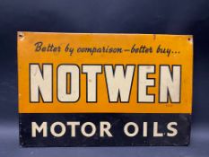 A Notwen Motor Oils tin advertising sign, in good condition, 14 1/2 x 9 1/2".