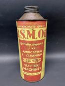 A BSM Oil cylindrical quart can.