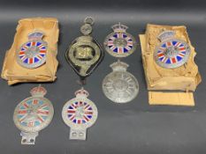 A tray of commemorative car badges including two for the 1937 Coronation, Edward VIII's Coronation