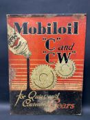 A Gargoyle Mobiloil 'C and CW' pictorial tin advertising sign, 14 1/2 x 19 1/2".