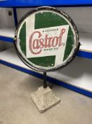 A garage forecourt Wakefield Castrol Motor Oil spinning sign.