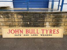 An early John Bull wooden garage sign, 97 1/2 x 16 1/2".