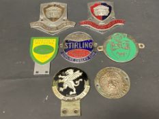 A quantity of car badges, mostly South West of England related to include Stirling Owners Club,