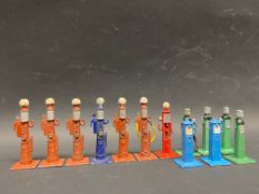 A selection of die-cast miniature petrol pumps.