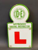 A Department of The Environment Approved Driving Instructor enamel L plate sign, in excellent