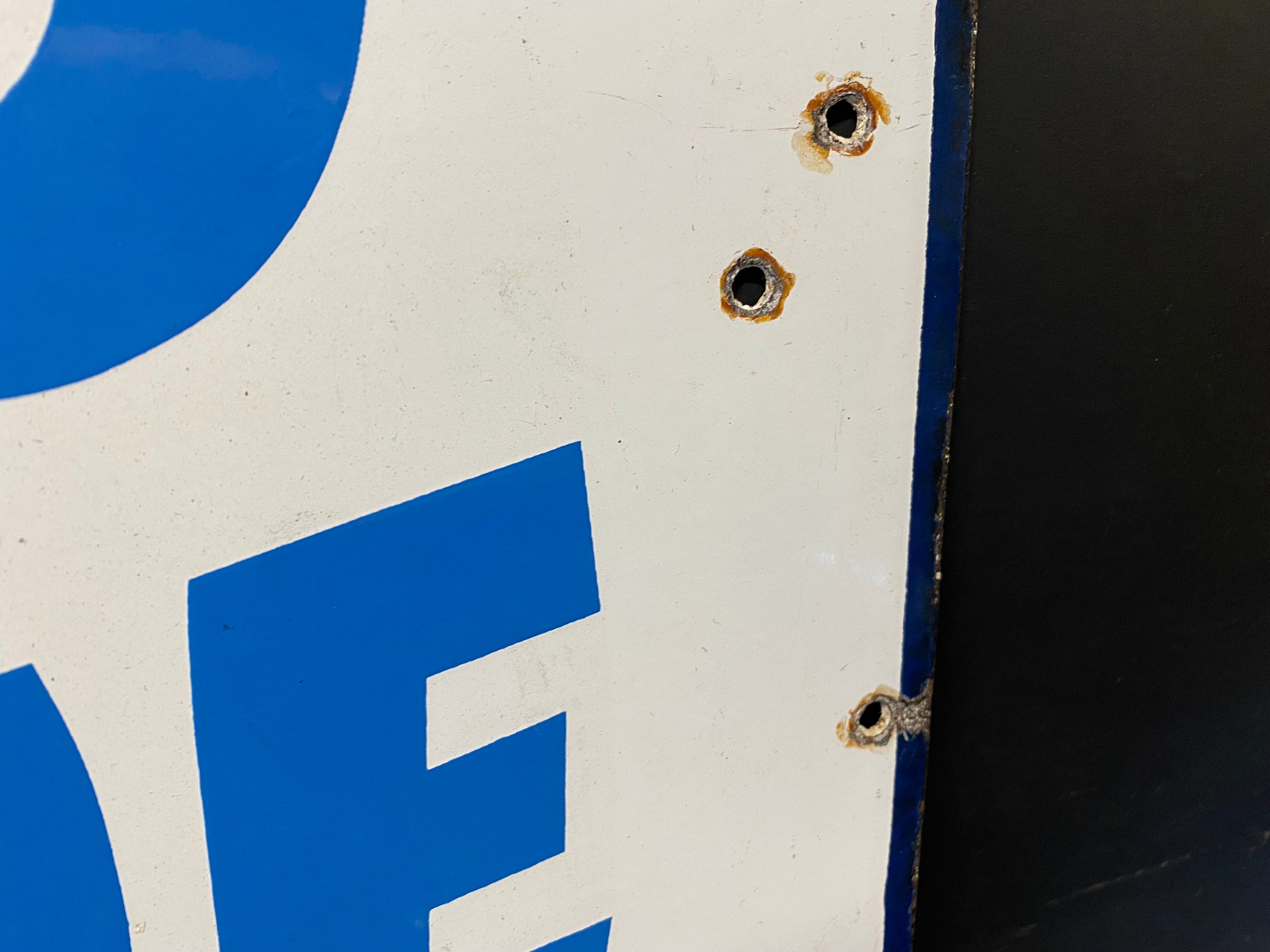 An Esso Blue double sided enamel sign with hanging flange, 18 x 18". - Image 3 of 4