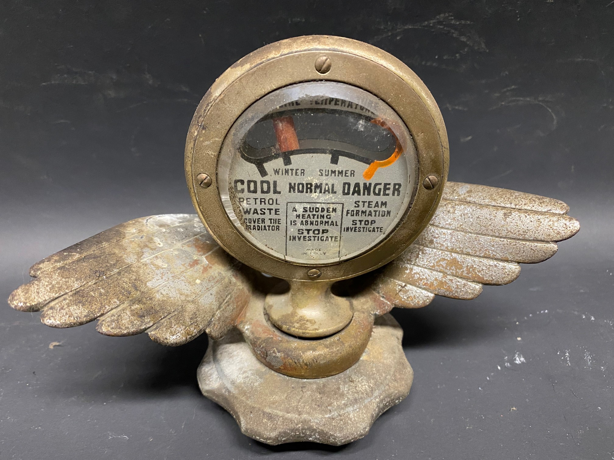 A Cooper Stewart tempometer mounted on a radiator cap with wings. - Image 2 of 2