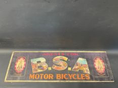 An early BSA Motor Bicycles pictorial advertisement, laid on board, slightly trimmed to one end,