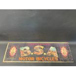 An early BSA Motor Bicycles pictorial advertisement, laid on board, slightly trimmed to one end,