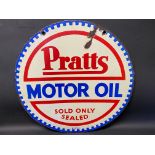 A Pratts Motor Oil circular double sided enamel sign dated September 1930, 26" diameter.