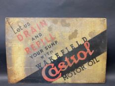 A Wakefield Castrol Motor Oil tin advertising sign, 22 x 14 1/2".