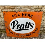 A Pratts 'Fill Here From the Golden Pump' rectangular enamel sign by Patent Enamel, 48 x 36".