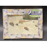 A Valentine's 40pc jigsaw puzzle of motor racing at Brooklands, complete in original box.