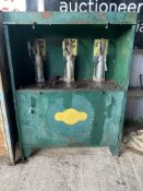 A triple pump garage forecourt oil cabinet for restoration.