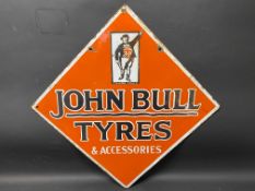 A John Bull Tyres & Accessories lozenge shaped double sided enamel sign, 28 x 28".