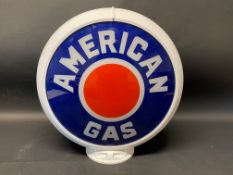 A modern plastic petrol pump globe bearing the words American Gas.