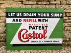 A good Wakefield Patent Castrol 'Let us Drain Your Sump' rectangular enamel sign, in good condition,