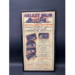 A framed reproduction of a 1930s Shelsley Walsh advertisement, 12 1/2 x 22 3/4".
