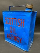 A Scottish Oil Agency two gallon petrol can stamped with maker's initials (indistinct), dated