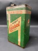 A Wakefield Patent Castrol gallon can.