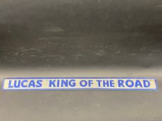 A Lucas King of The Road shelf strip, with embossed lettering.
