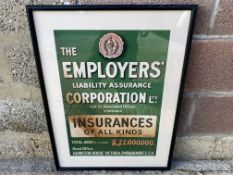 A framed and glazed Employers' Liability Assurance Corporation Ltd. advertisement, 21 3/4 x 29".