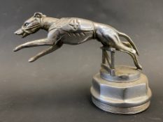 An AEL accessory car mascot in the form of a greyhound, as fitted to AC cars, stamped AEL,