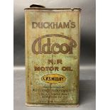 An early Duckham's Adcol Motor Oil gallon can.