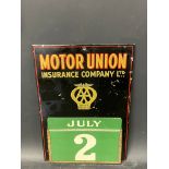 A Motor Union Insurance Company Ltd AA Motor Policies tin fronted calendar, 9 x 13".