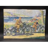A boxed Chad Valley jigsaw puzzle of two pre-war BSA motorcycles.