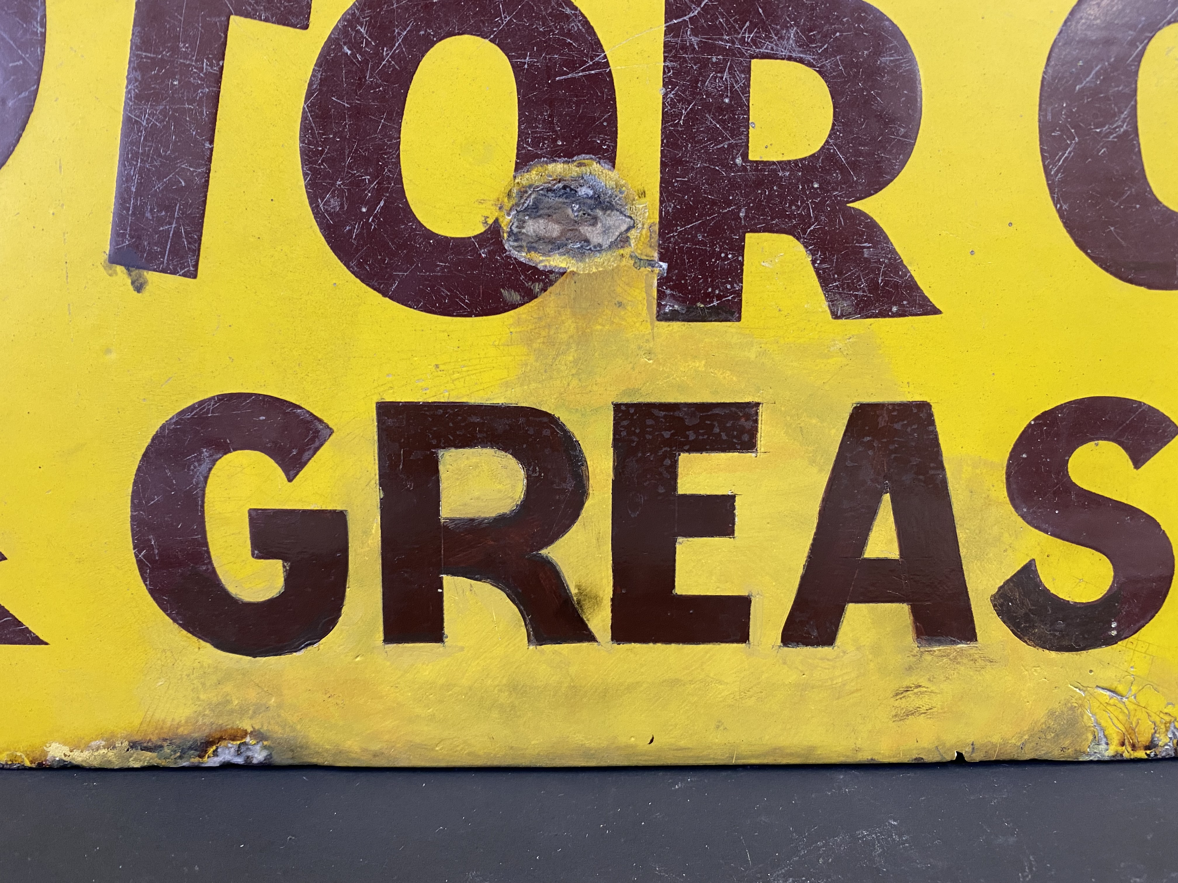 A rare SWARC Motor Oils & Greases double sided enamel sign in good condition, some minor - Image 6 of 8