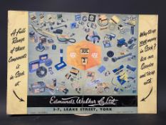 A pictorial advertising showcard/calendar promoting Edmunds, Walker & Co. Ltd, suppliers of motor