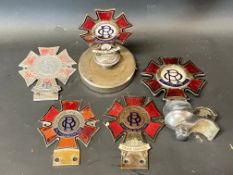 A selection of The Order of The Road enamel car badges including one with date bar for 1934.