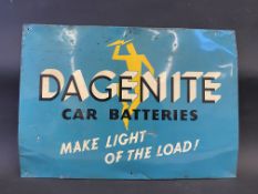 A Dagenite Car Batteries rectangular tin advertising sign in good condition, and of unusual