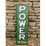 A Power Petrol narrow enamel sign, 12 x 42".