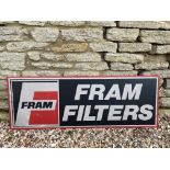 A plastic Fram Filters advertising sign, 48 x 17".
