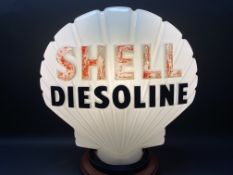 A Shell Diesoline glass petrol pump globe by Hailware, chip to bottom corner.