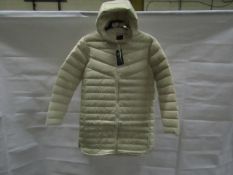 Nike Womens Down Fill Long Cream Jacket, New Size Small, RRP £140