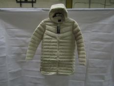 Nike Womens Down Fill Long Cream Jacket, New Size Small, RRP £140