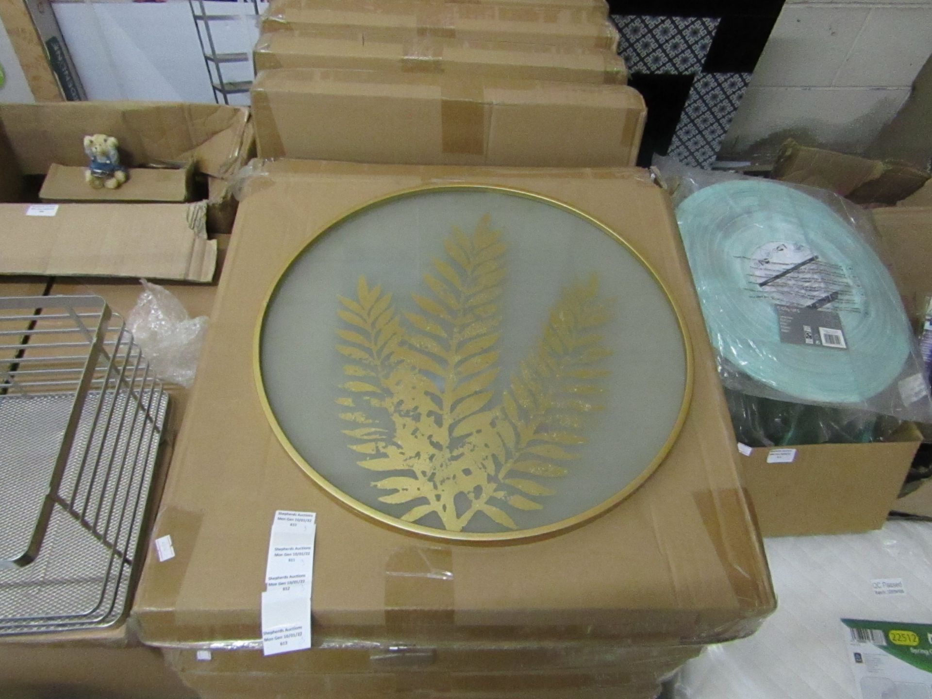 2x Arthouse - Printed Gold Leaf Glass Wall Art - Unused & Boxed.